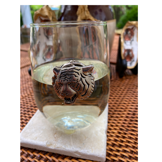 Tiger Stemless Wine Glass | Elegant Tiger Football and Basketball Fan Gift