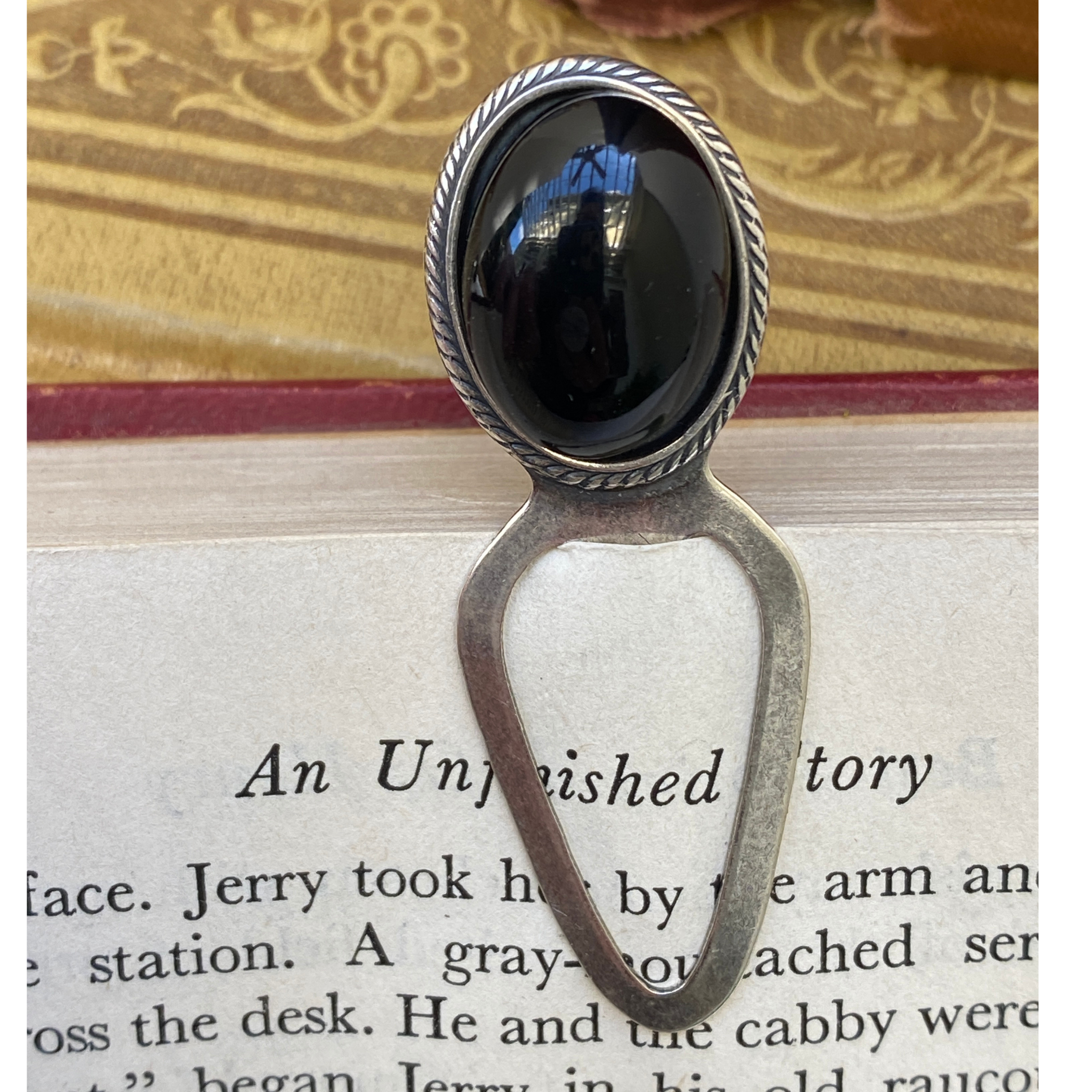 Bookmark, Silver Plate, Colorful Cabochon, Book Lover Gift