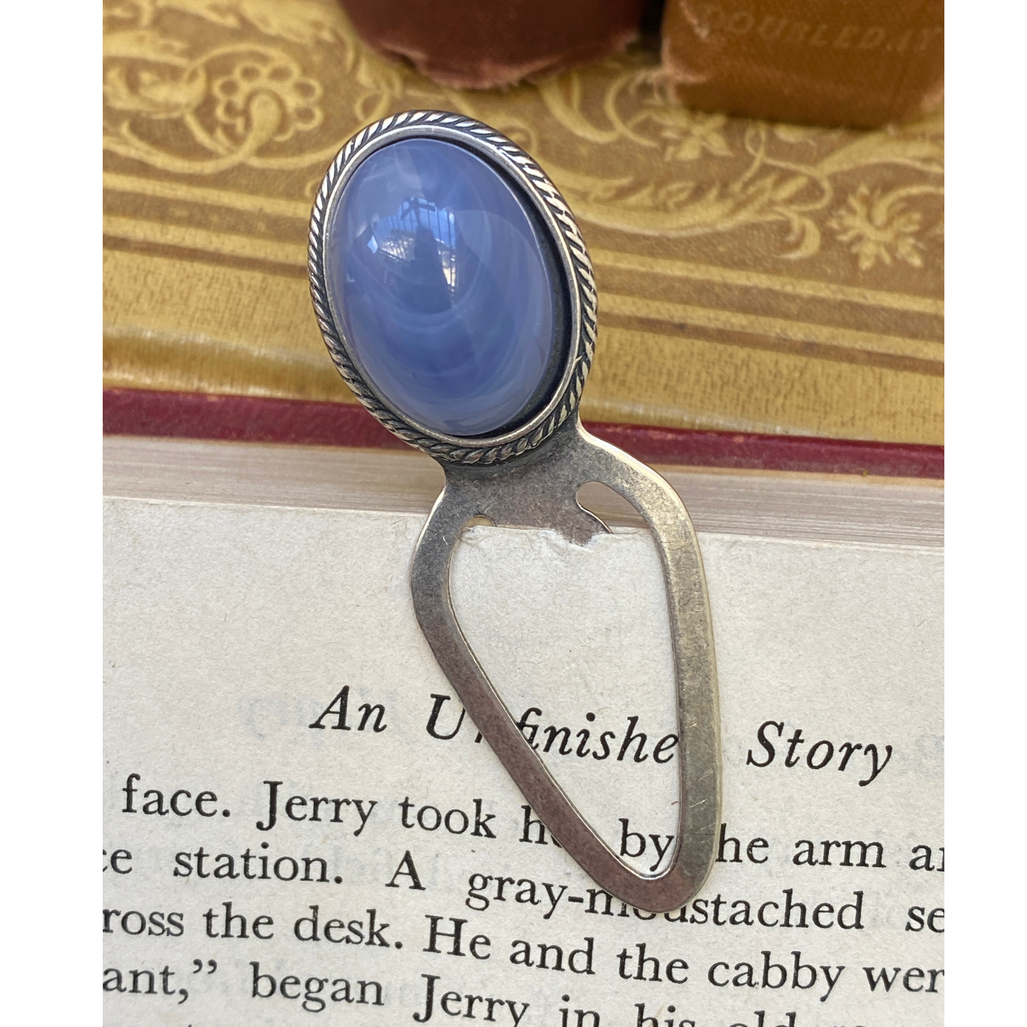 Bookmark, Silver Plate, Colorful Cabochon, Book Lover Gift
