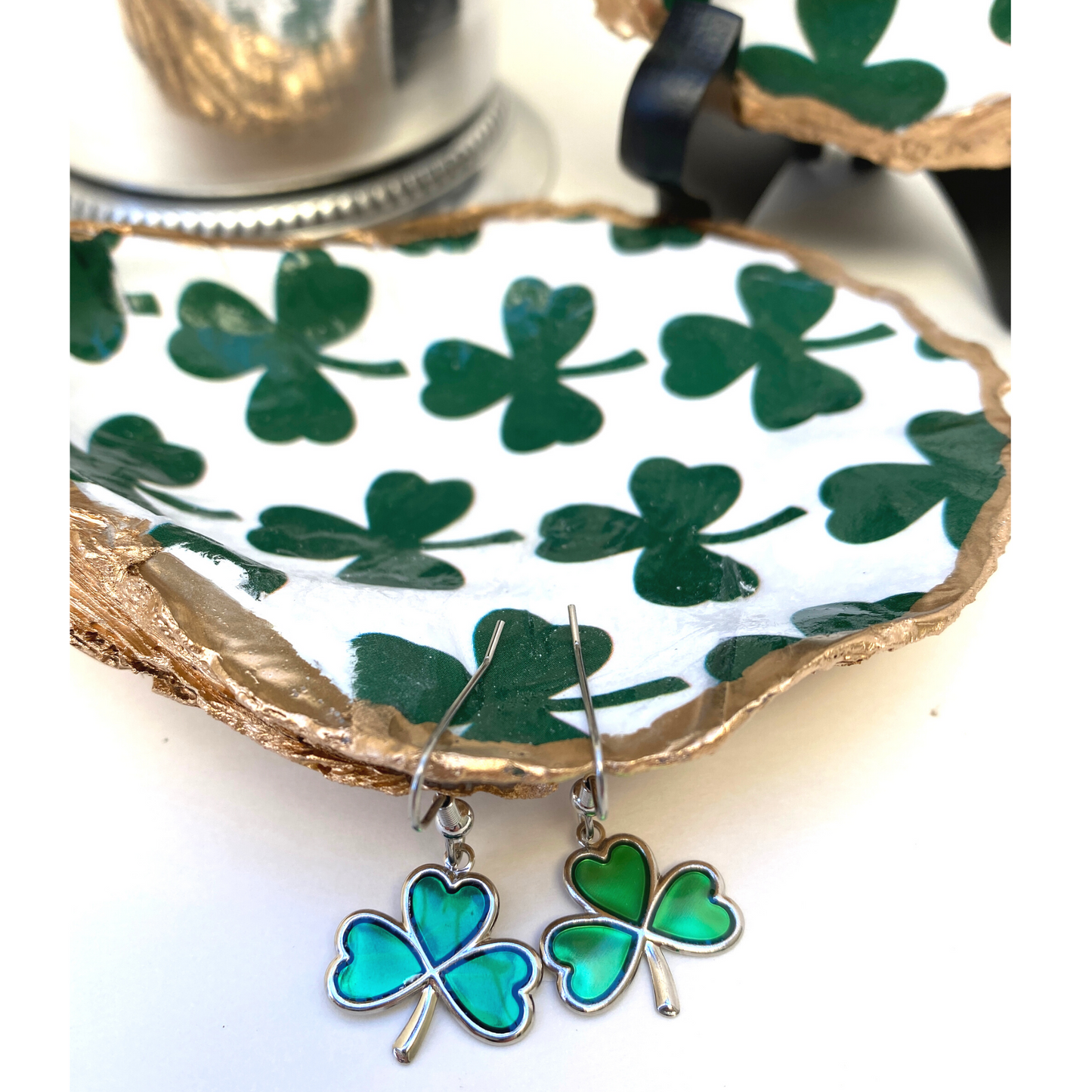 Oyster Shell Art, Shamrocks, Irish, St. Patrick's Day Gift, Oyster Shell Art