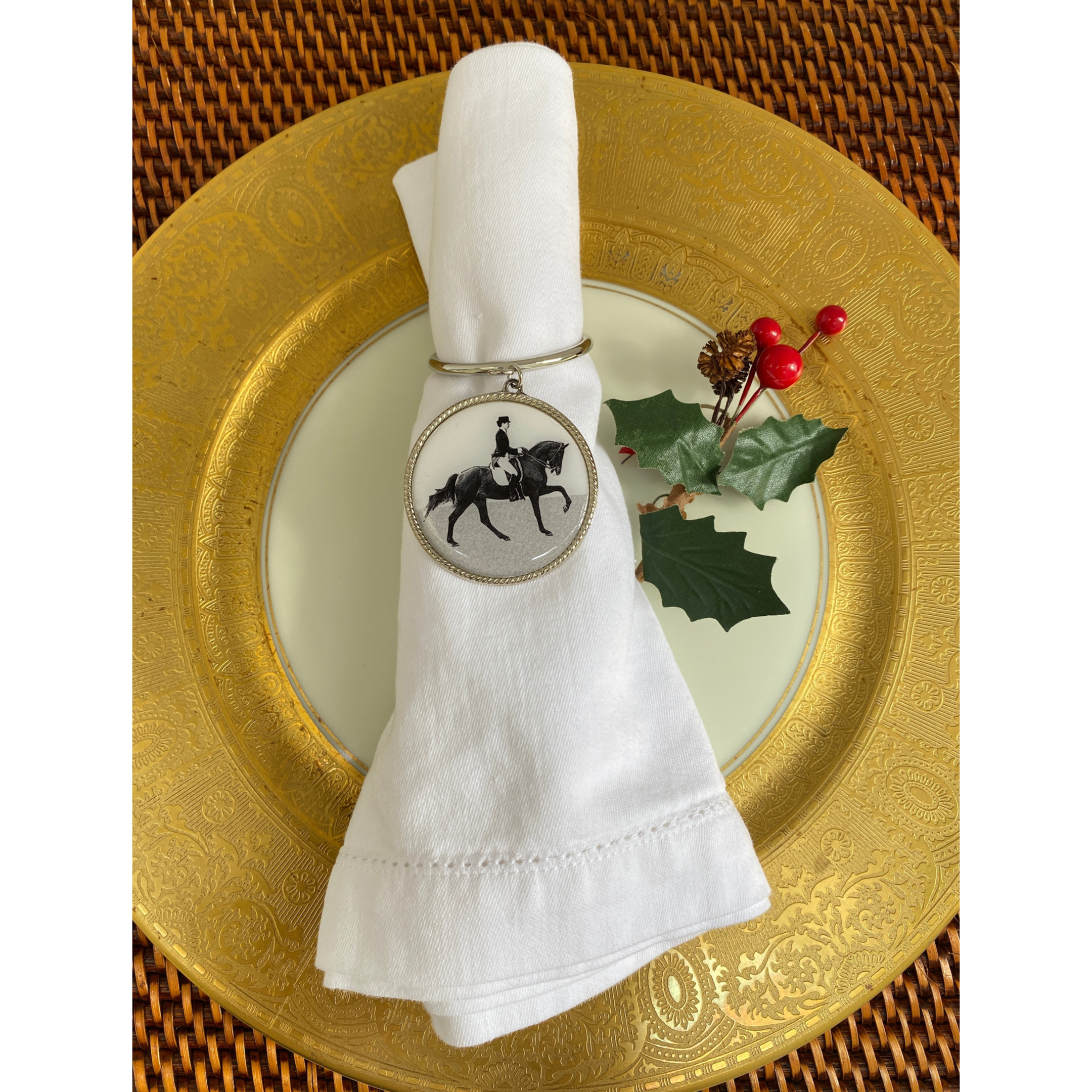 Napkin Rings Dressage, Set of four Napkin Rings, Elegant Equestrian Table