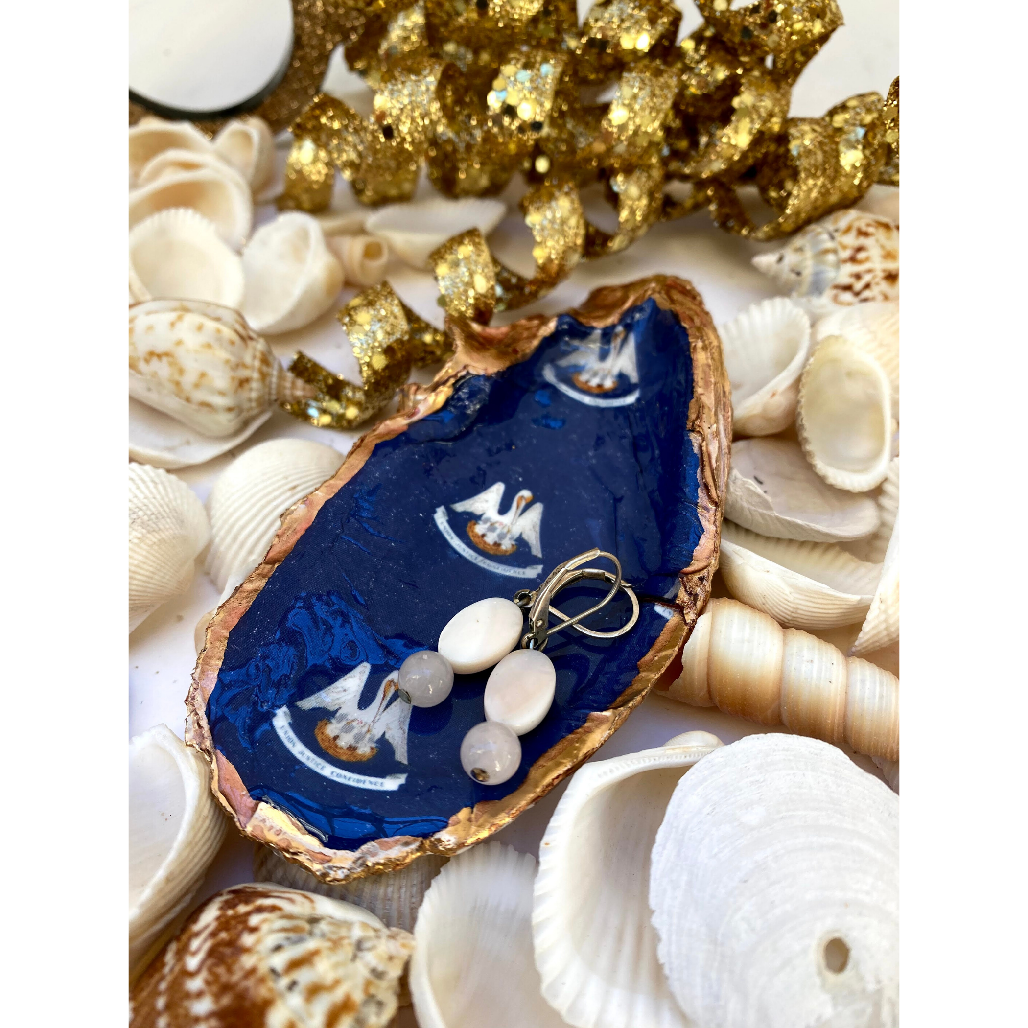 Oyster Shell Art, Louisiana Flag Gift