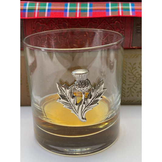 Robert Burns Night Gift | Bourbon Glass Silver Scottish Thistle