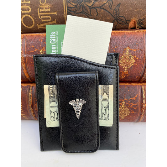 Medical theme money clip wallet, faux leather | Gift for Doctor