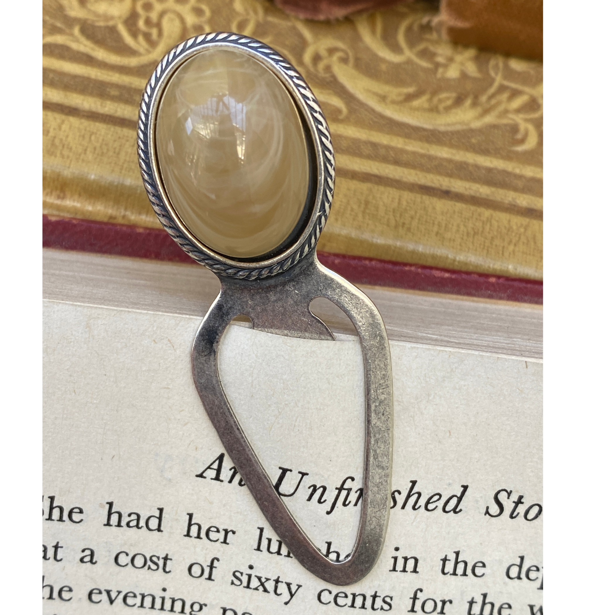 Bookmark, Silver Plate, Colorful Cabochon, Book Lover Gift