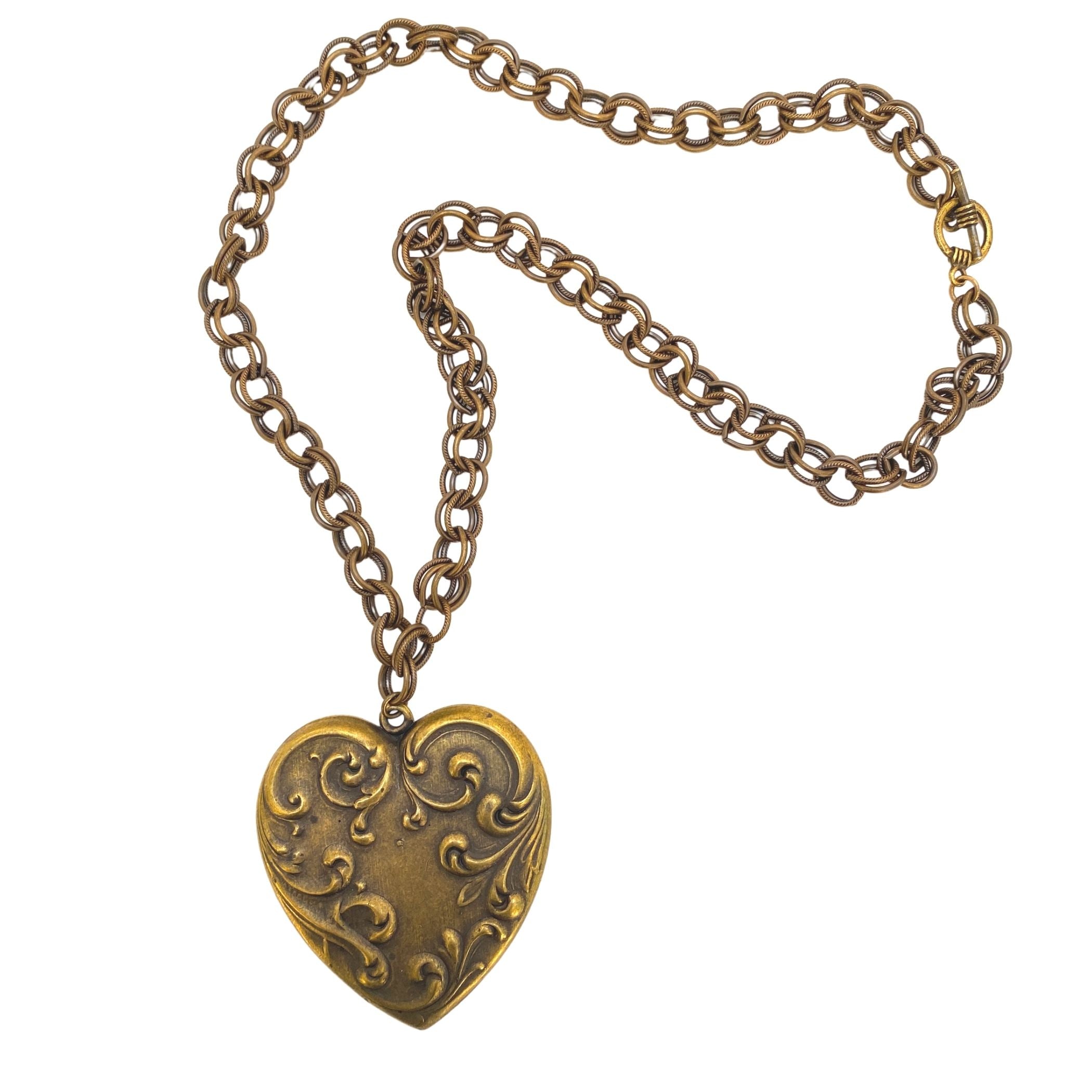 Heart Necklace, Vintage Antique Gold