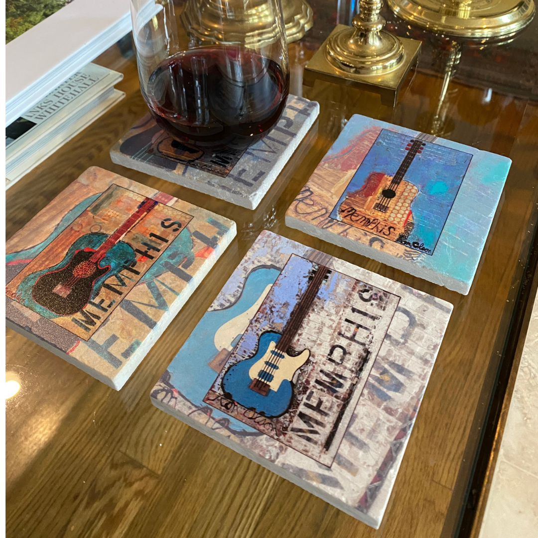 Marble Coasters Set of 4 With Ron Olson Memphis Art