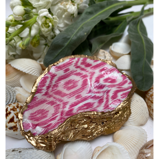 Oyster Shell Art, Pink Ikat