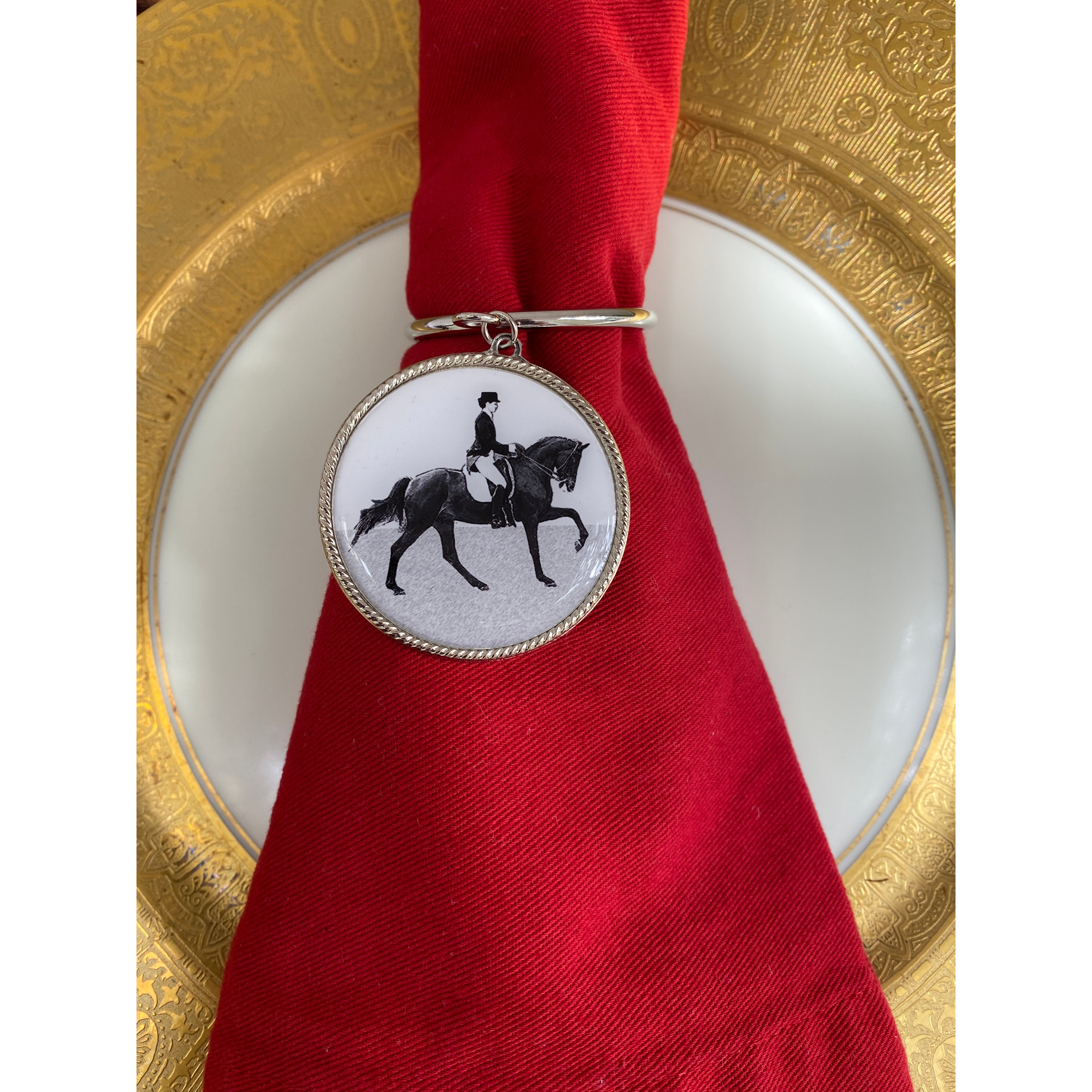 Napkin Rings Dressage, Set of four Napkin Rings, Elegant Equestrian Table