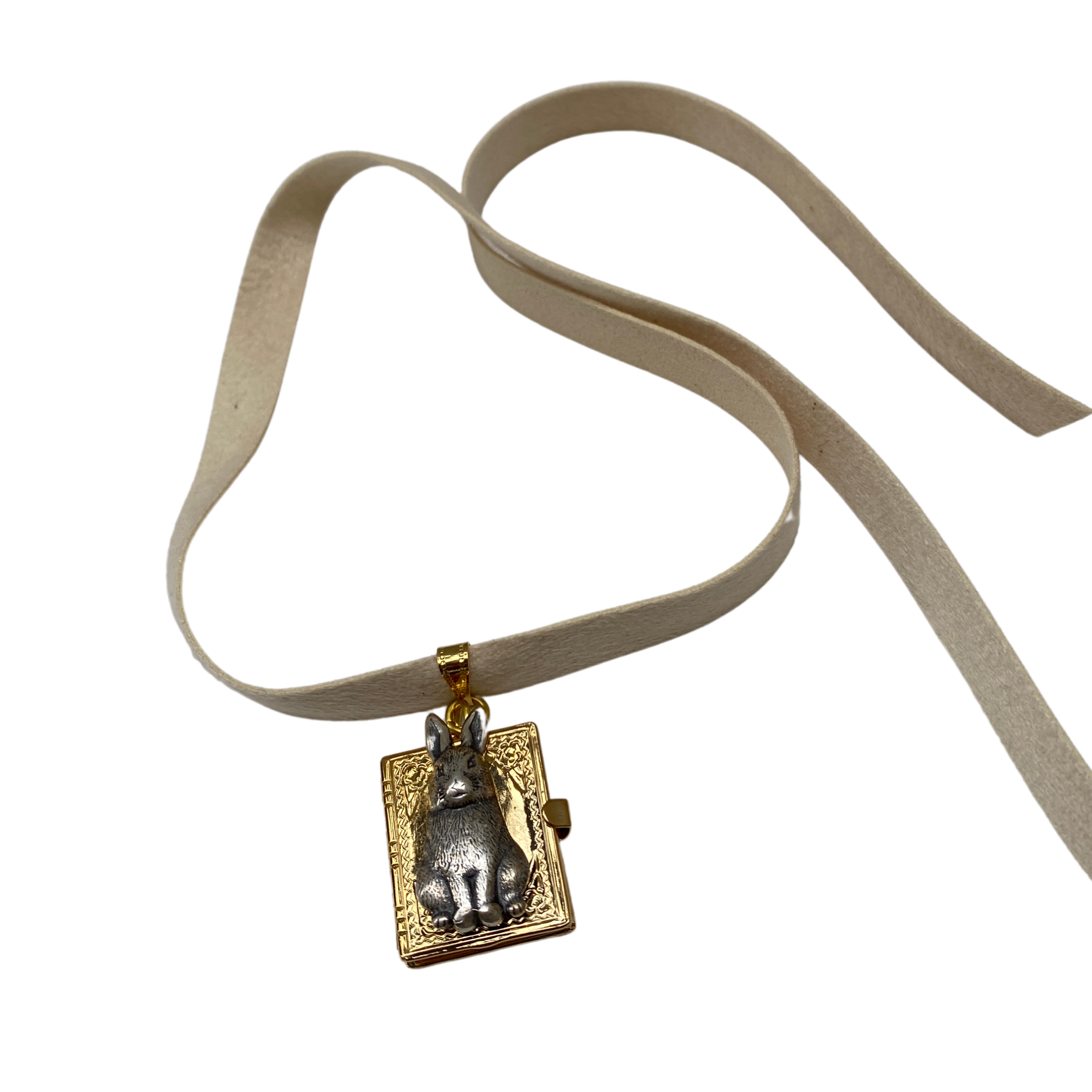 Bunny Gift, Bunny Locket Necklace, Gold Locket, Silver Bunny