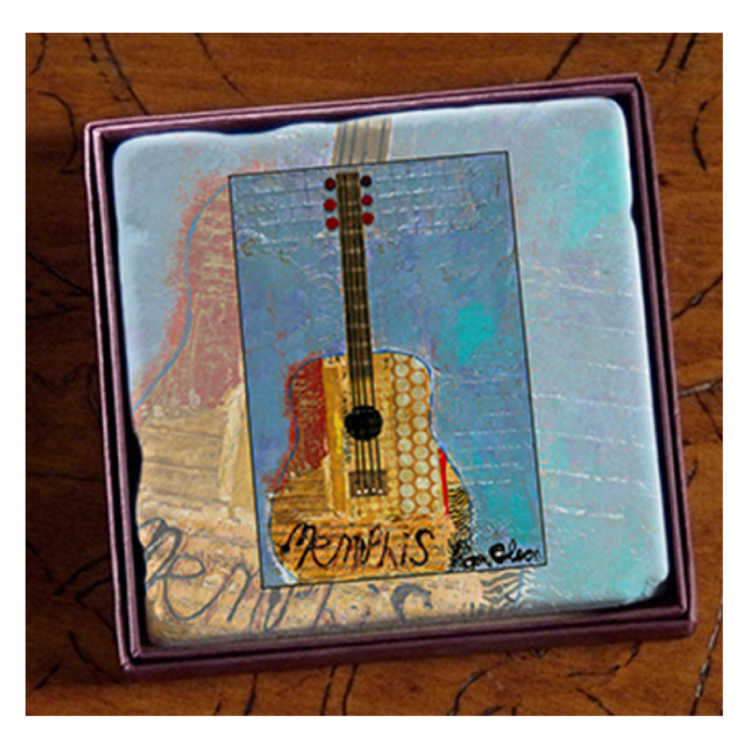 Coaster, Marble, Ron Olson Memphis, Blue Guitar Art
