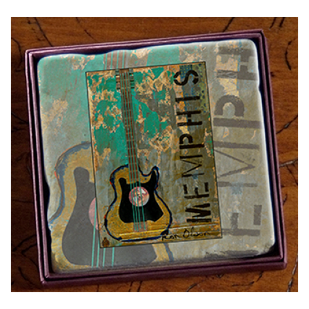 Coaster, Marble, Ron Olson, Memphis Angel Guitar Art