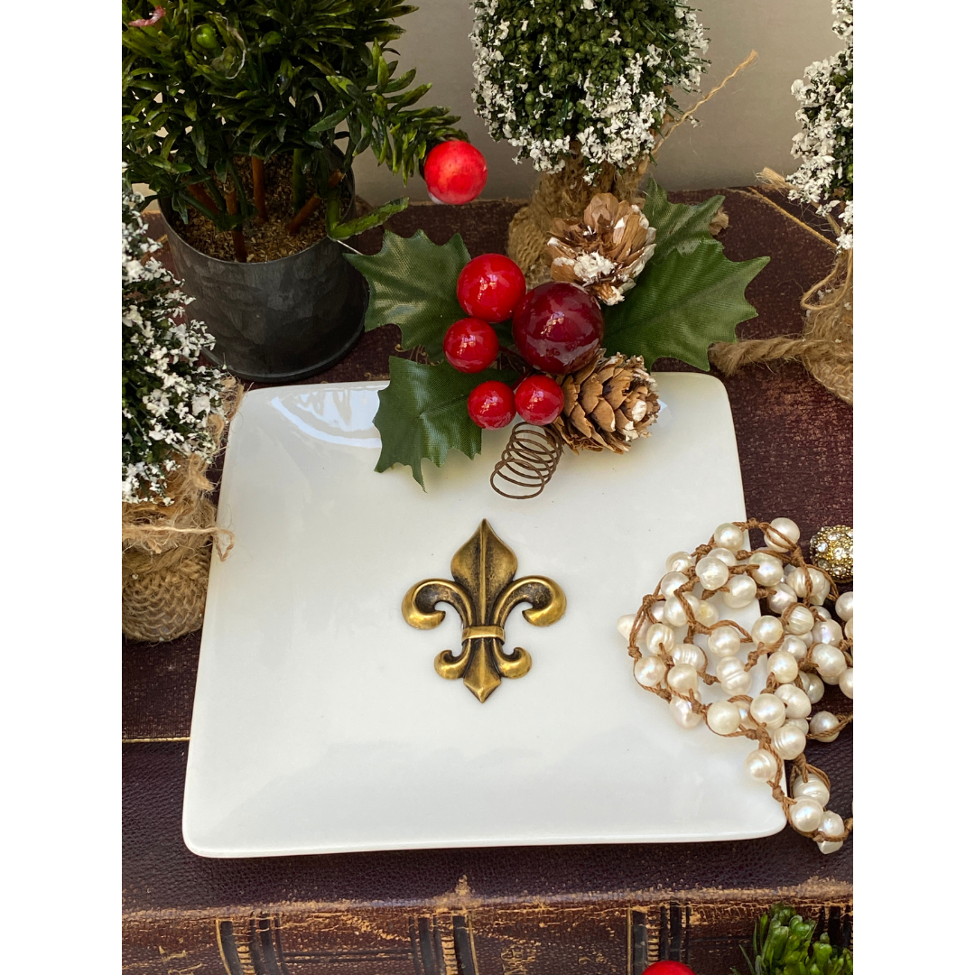 Fleur de lis Trinket Tray Included in Gift Box