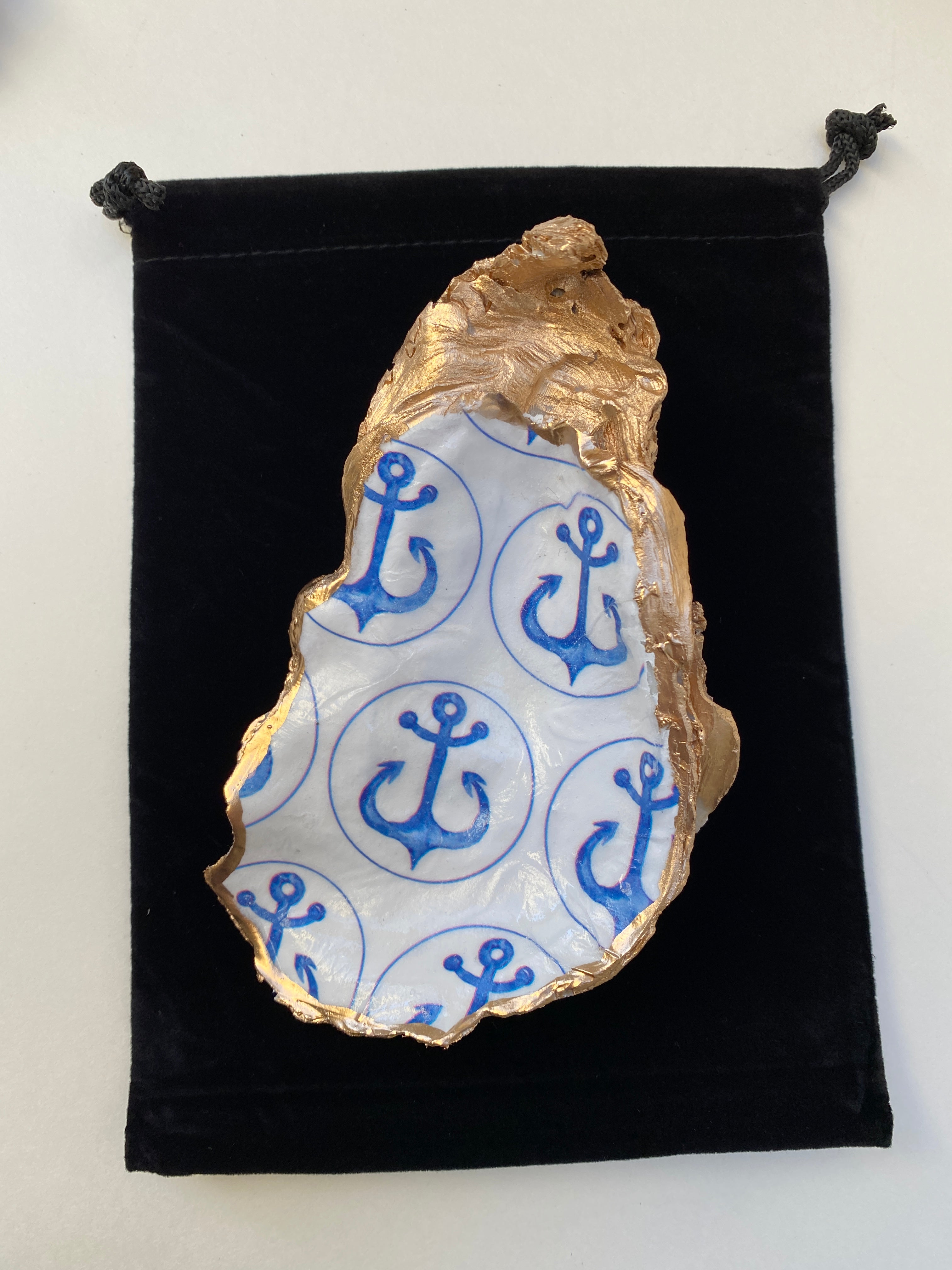 Oyster Shell Art,  Blue Anchor