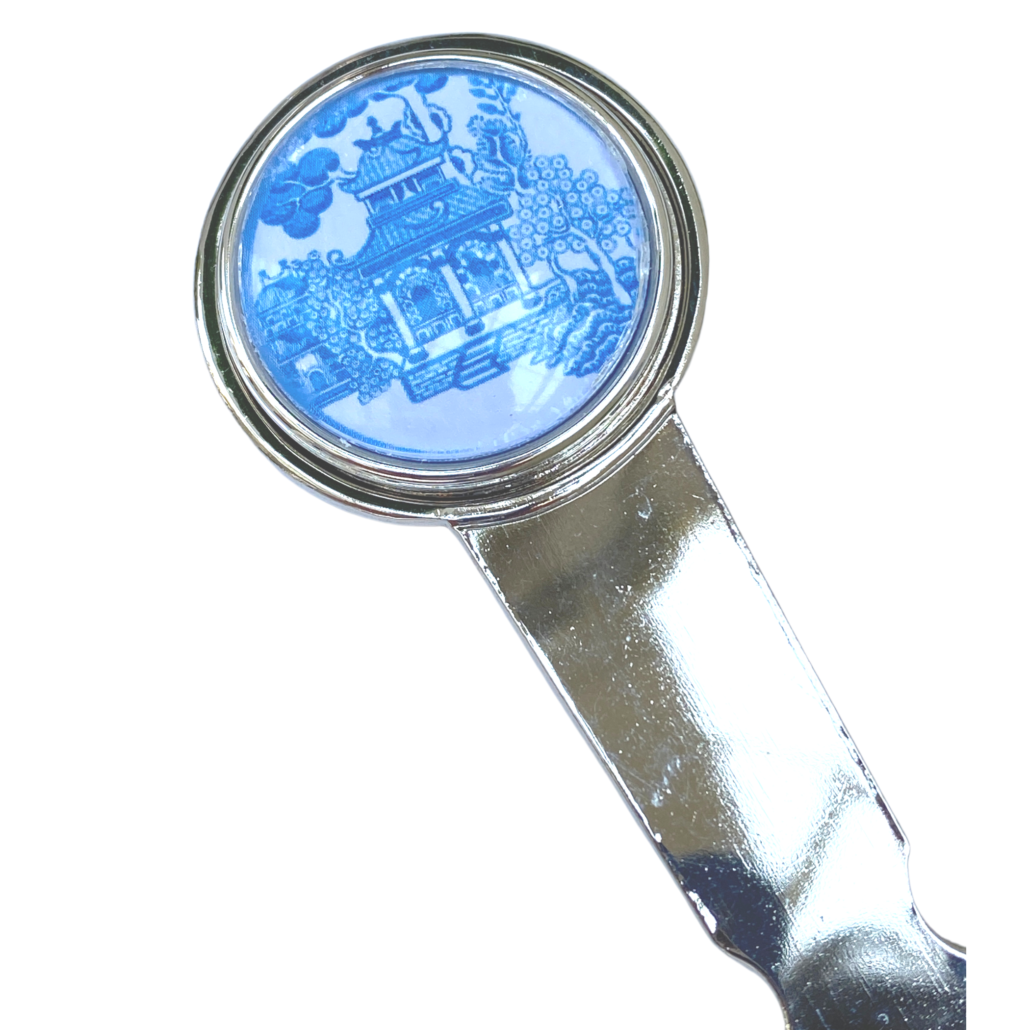 Letter Opener Blue Chinoiserie close up view