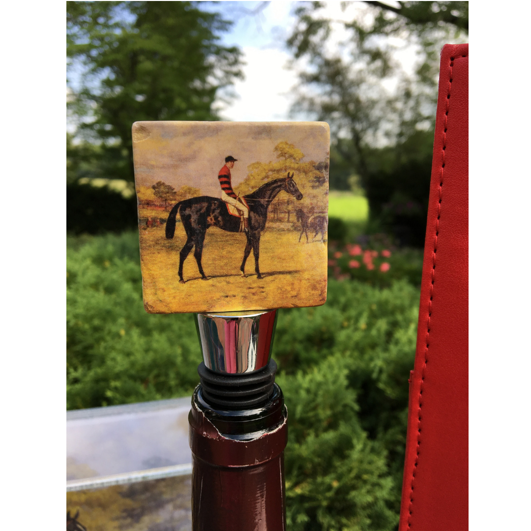 Marble Bottle Stopper for a Racehorse fan