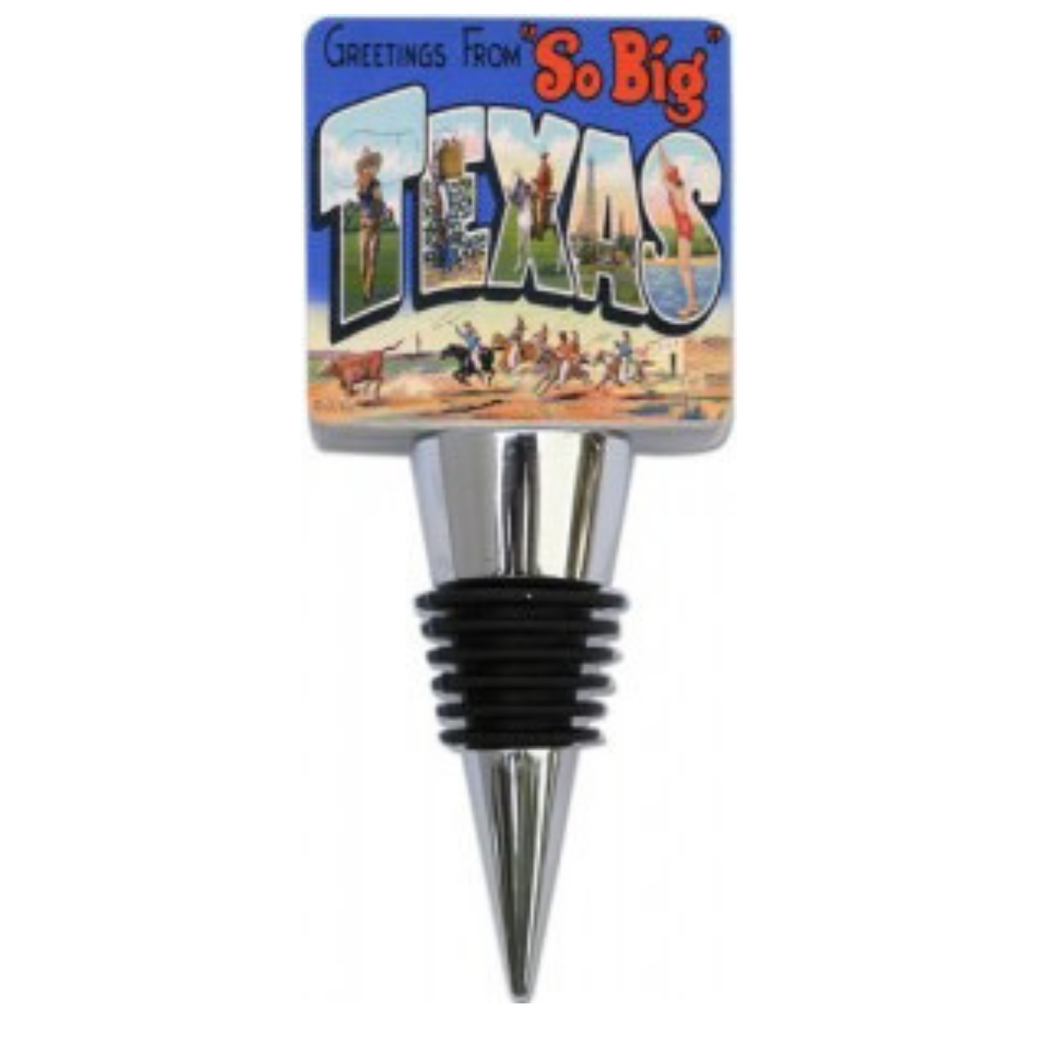 Marble Bottle Stopper, Texas Vintage Postcard Art, Texas Gift