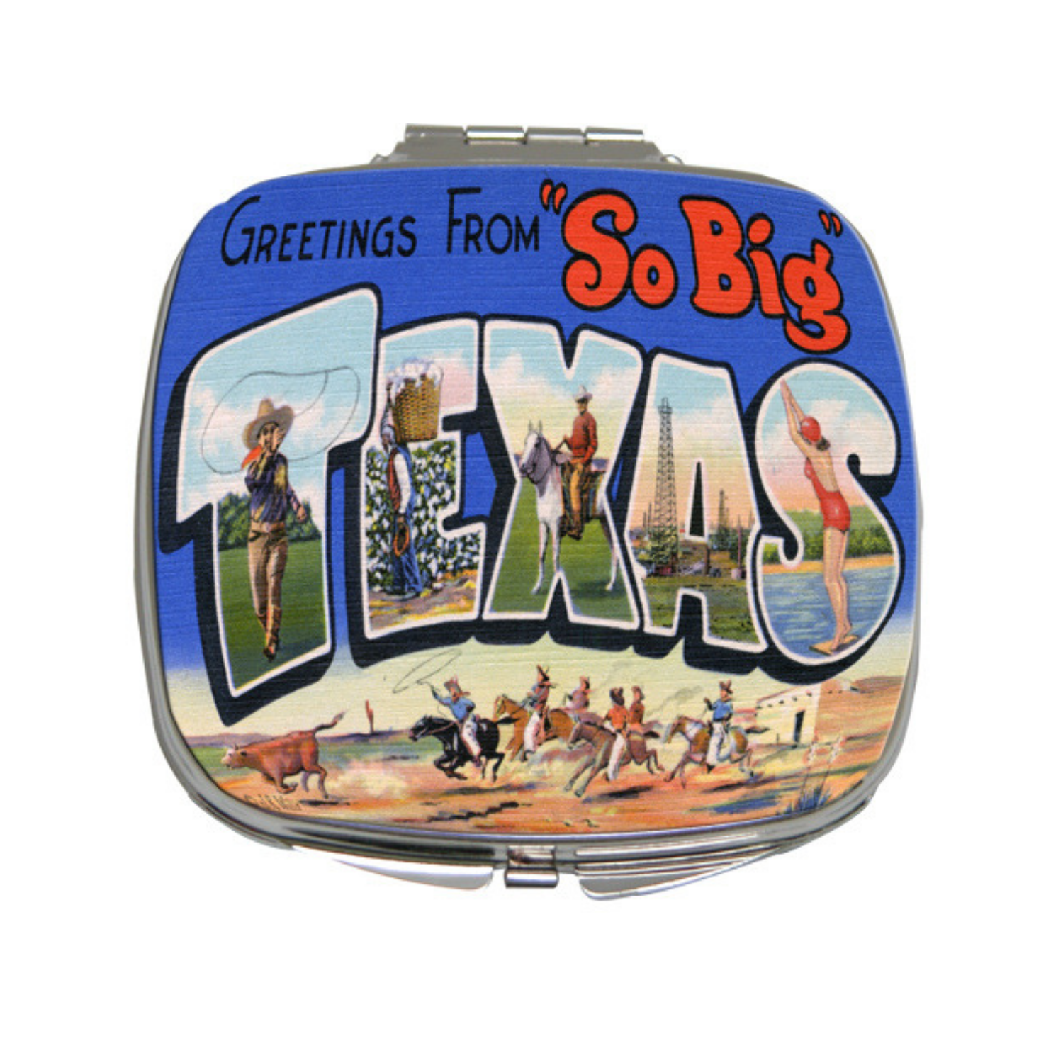 Purse Mirror, Vintage Texas Postcard Art