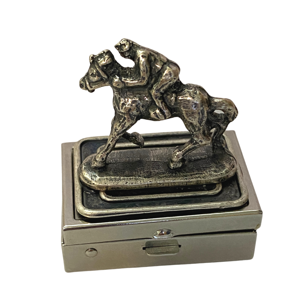 Limited Edition small silver box with racehorse
