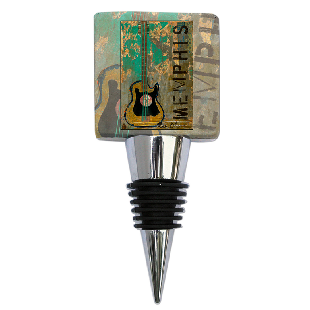 Bottle Stopper Marble, Ron Olson, Memphis Angel Guitar Art, Memphis Gift