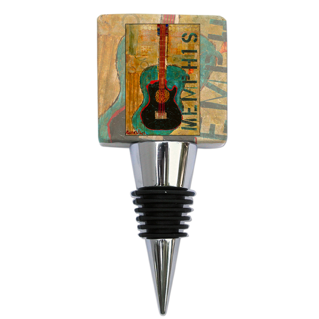 Bottle Stopper, Marble, Ron Olson Memphis, Guitar Lover Gift, Memphis GIft