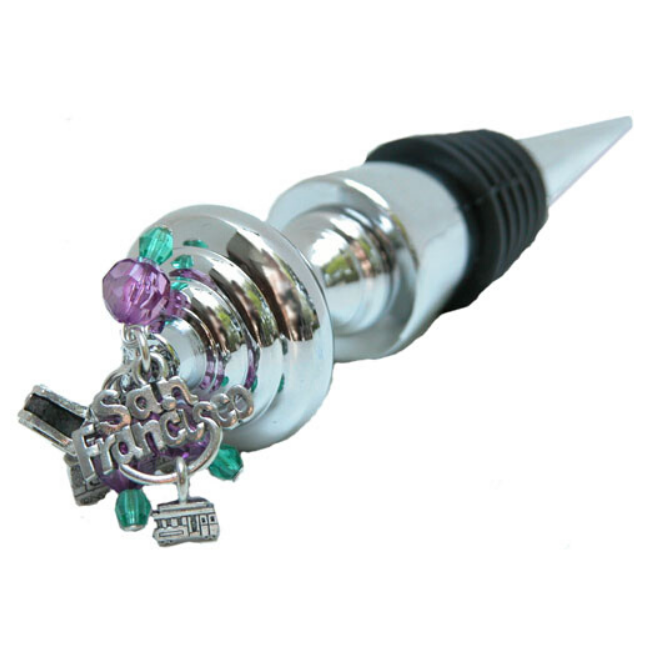 Bottle Stopper,  San Francisco Gift, Charms and Beads, Handmade, Wine Lover Gift