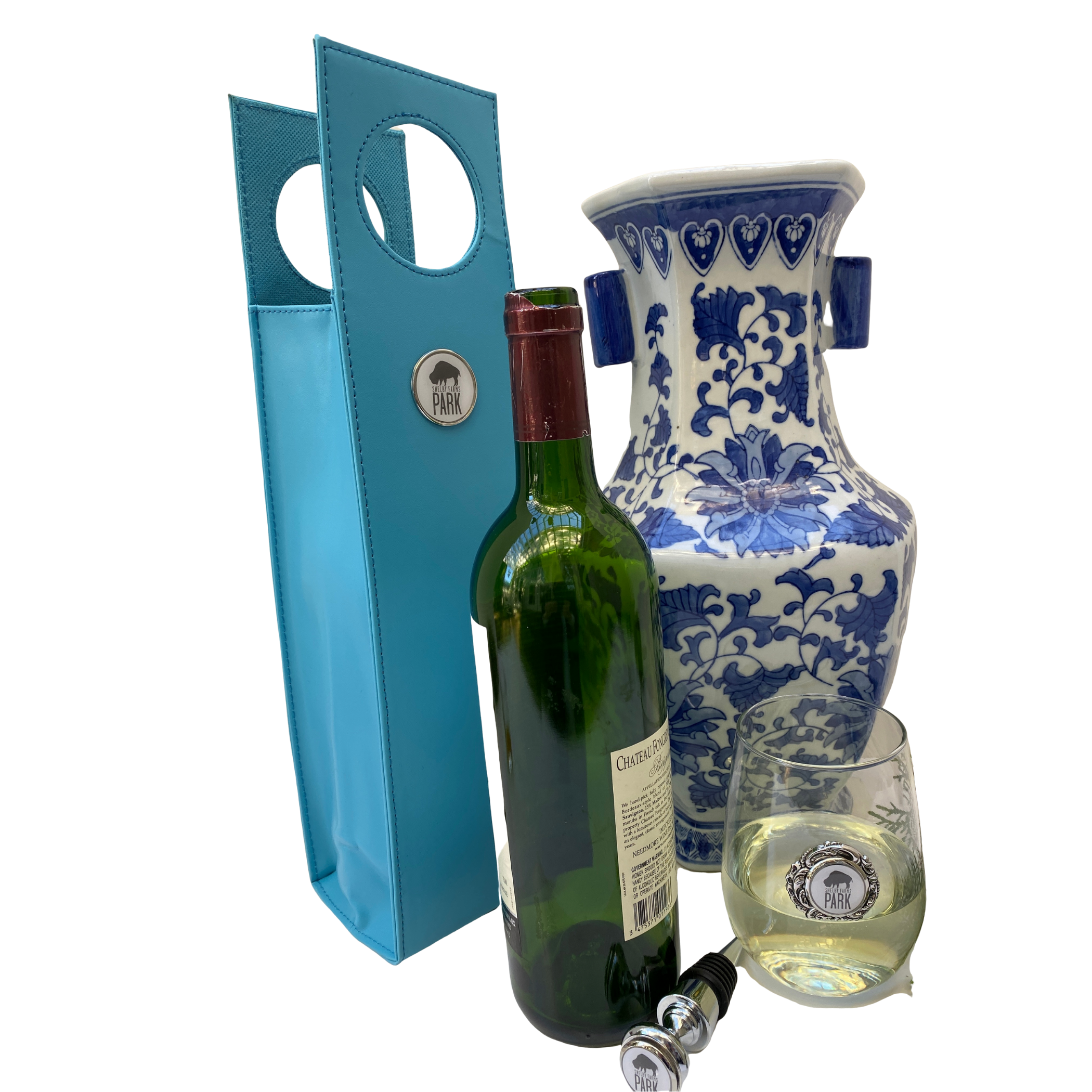 The Custom Classic Legacy Wine Carriers are embellished with a large silver setting featuring your logo.