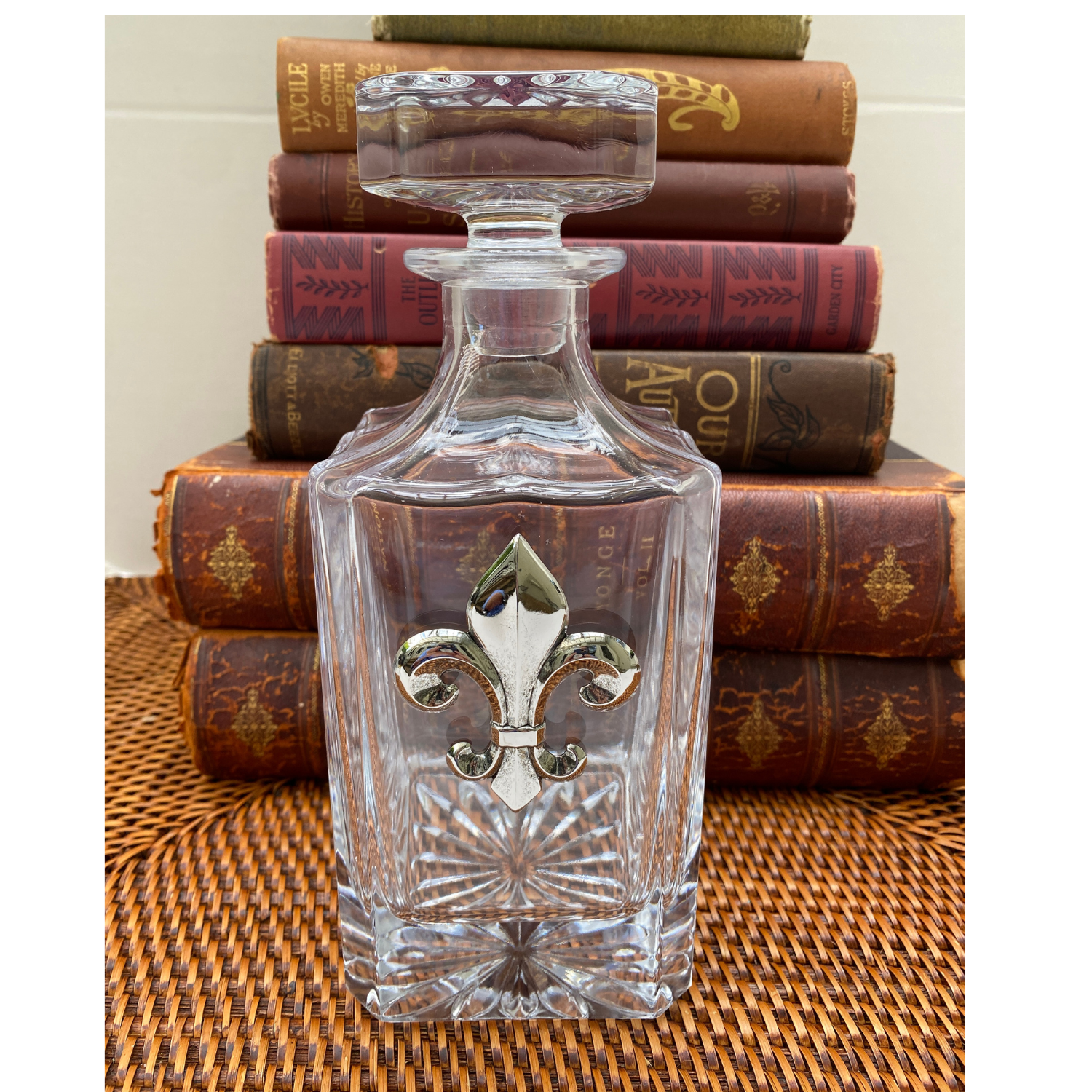 Classic Legacy Decanters are embellished with large silver medallions.  