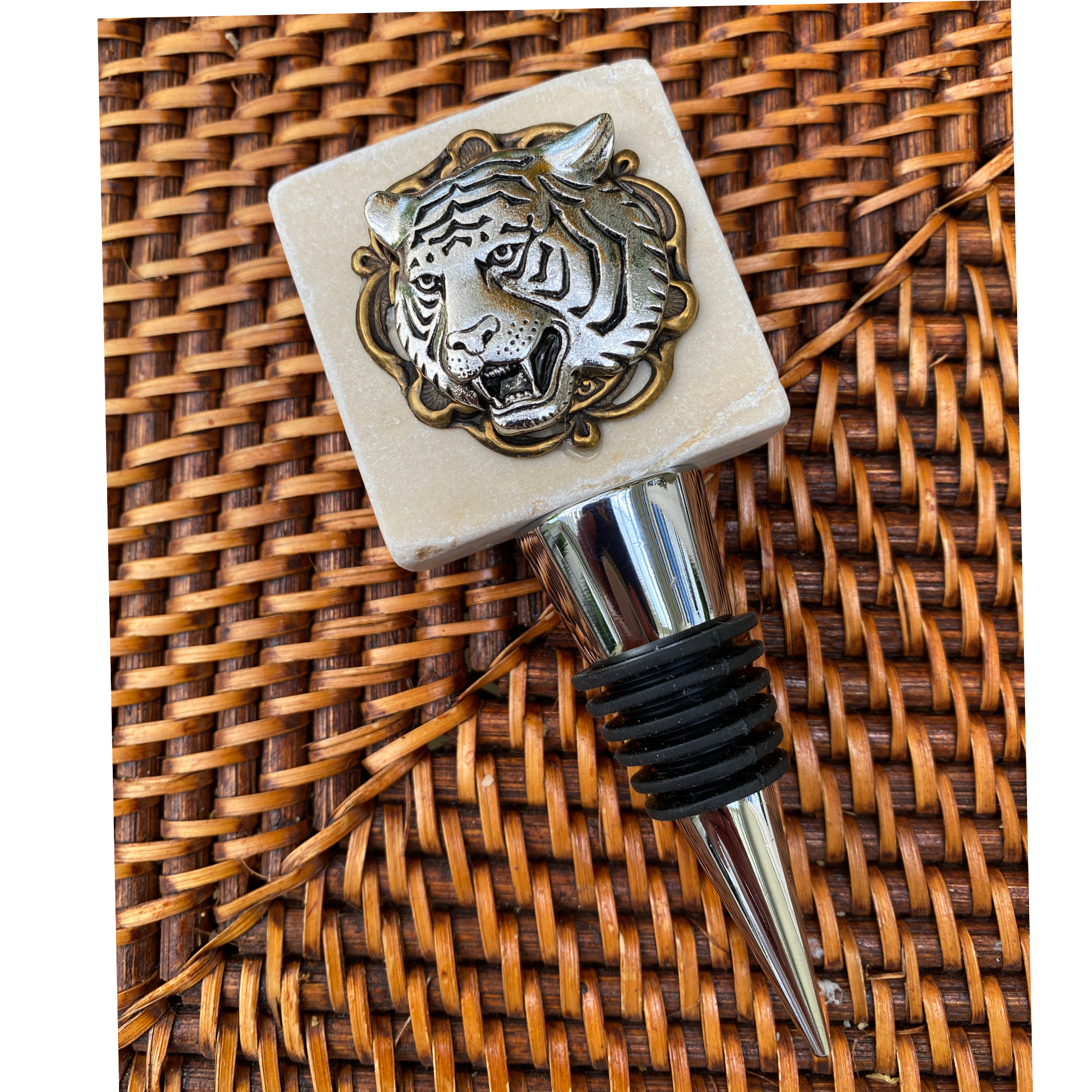 Tiger gifts by Classic Legacy include bottle stoppers, jewelry, and home decor.