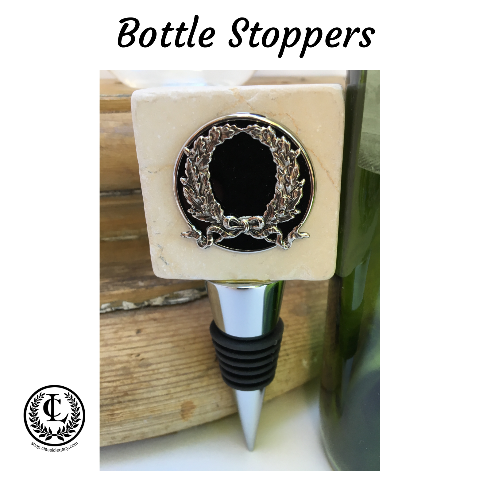 Classic Legacy bottle stoppers include marble topped stoppers, charmed bottle stoppers, and classic bottle stoppers.  Each is hand crafted and are collector's iitems.