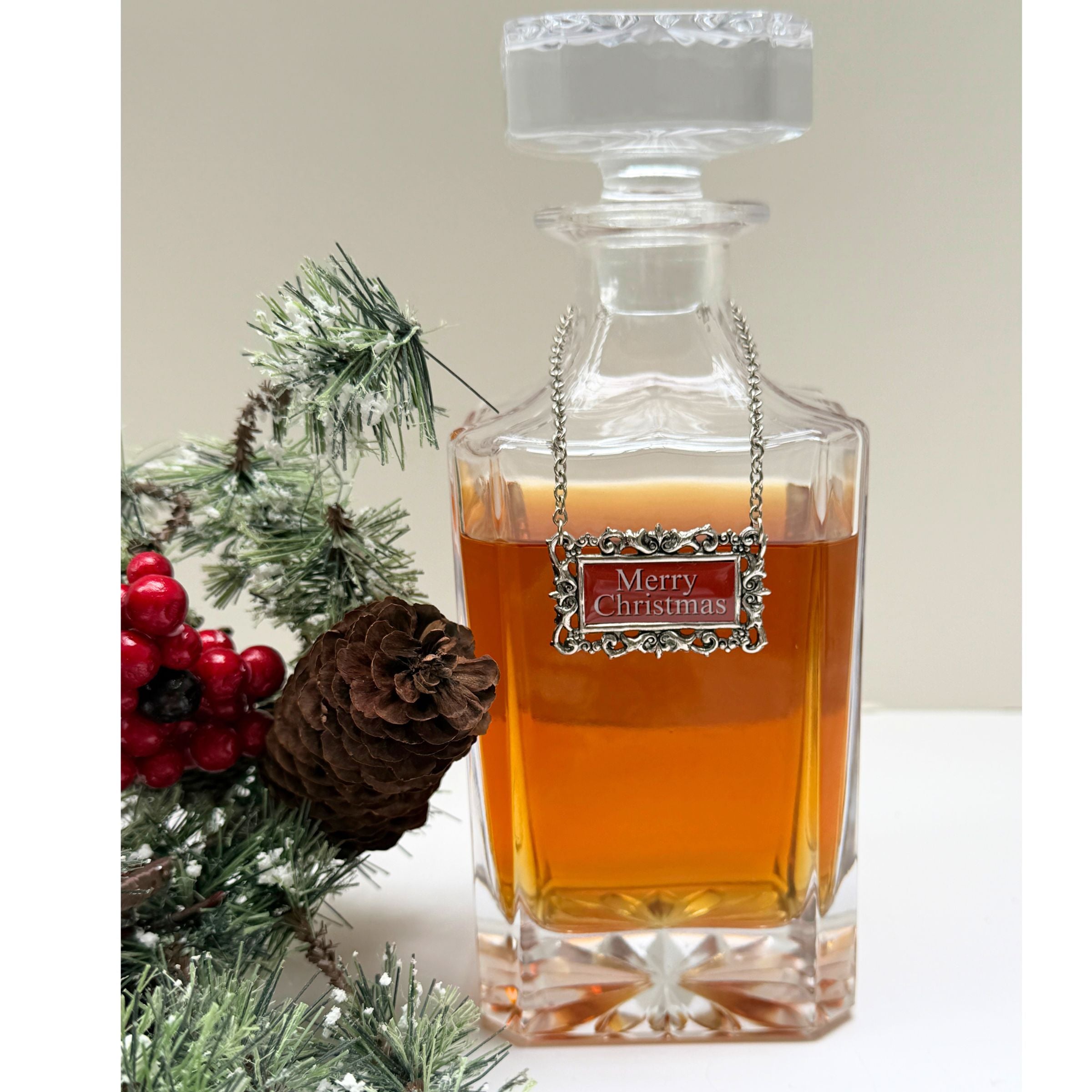 Merry Christmas Decanter Label Marker | Handcrafted