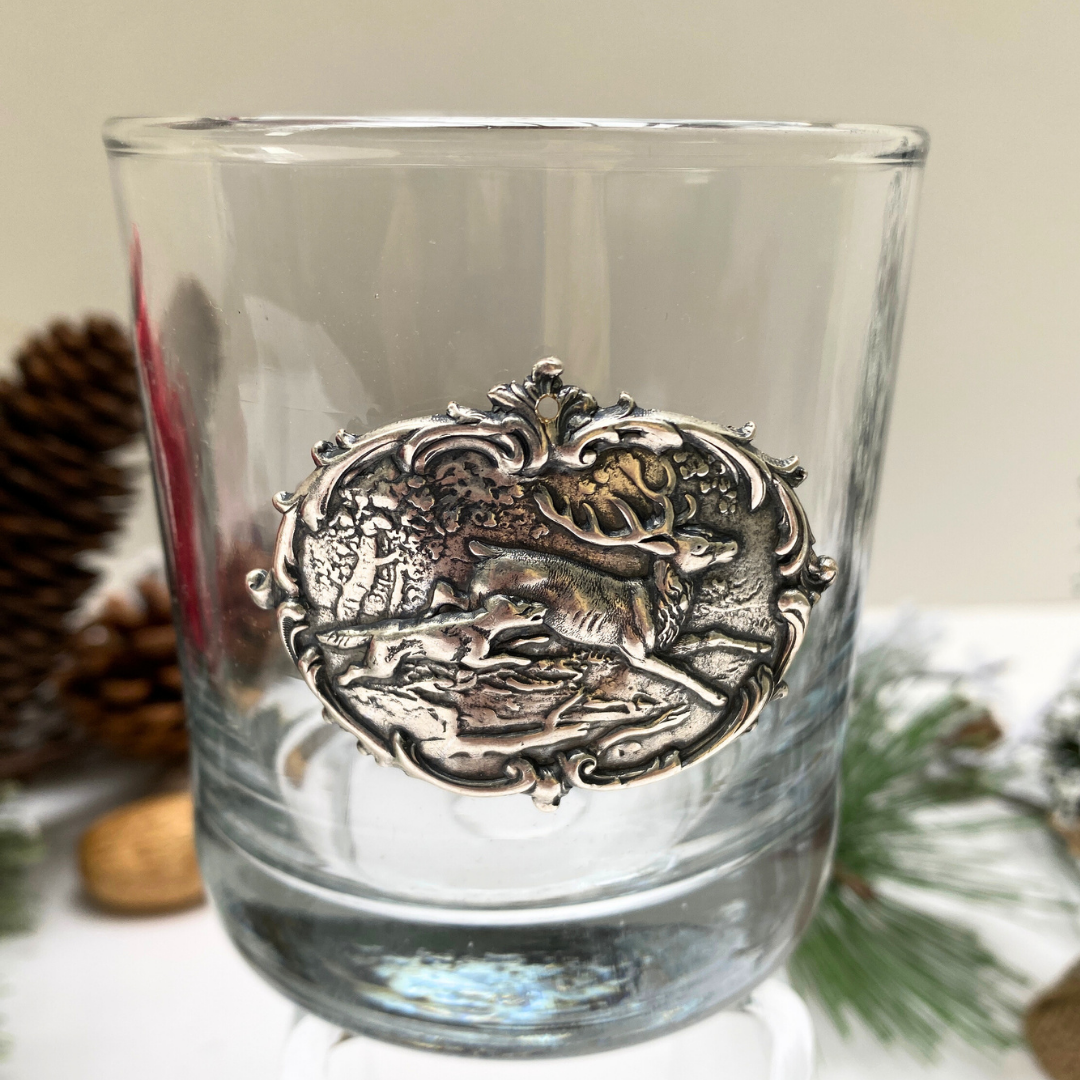 Stag Deer and Hound Old Fashion Bourbon Glass