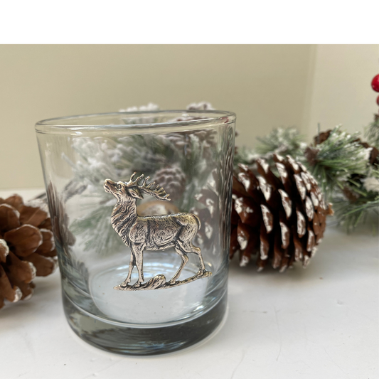 Silver Stag Deer Bourbon Glass