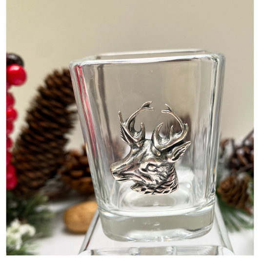 Silver Stag Deer Head Shot Glass