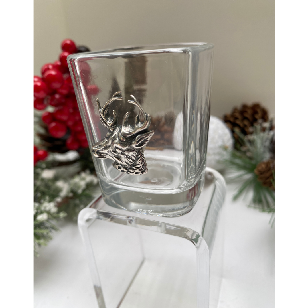 Silver Stag Deer Head Shot Glass