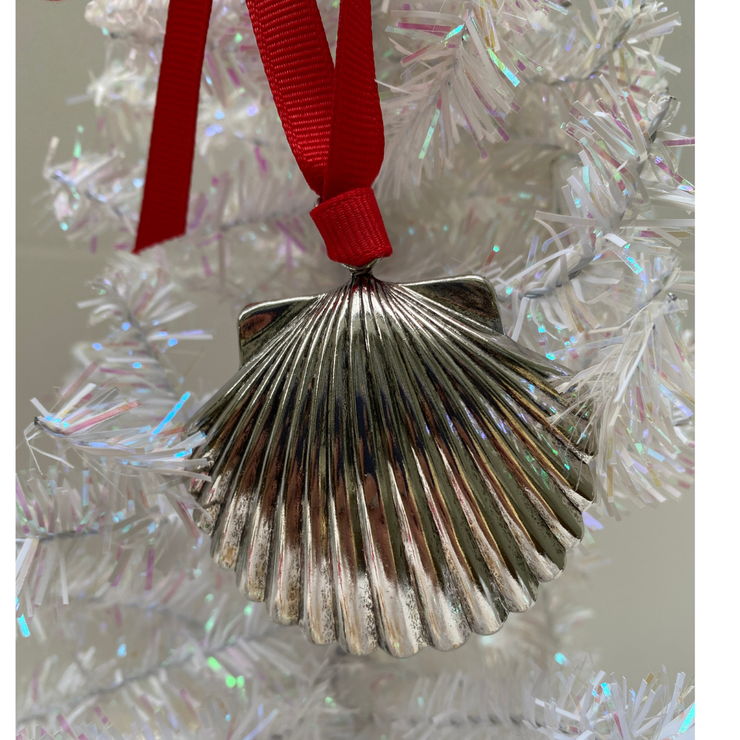 Silver Seashell Christmas Ornament