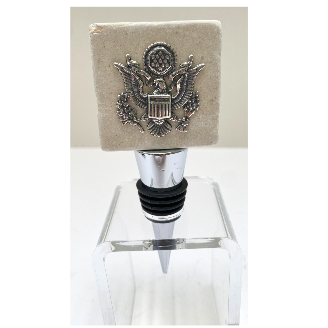 Marble Bottle Stopper | Silver Great Seal of USA