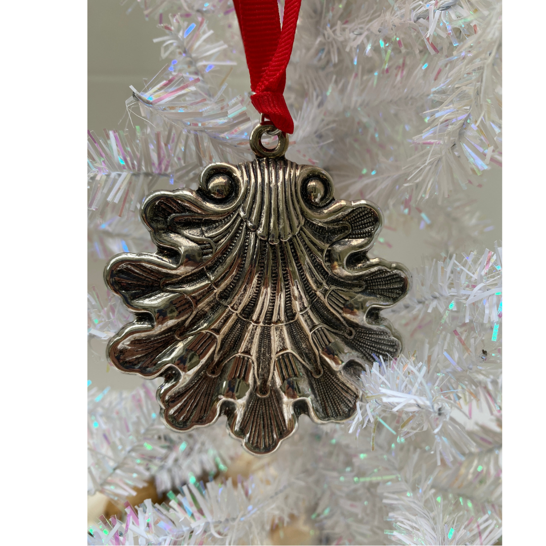 Fancy Silver Seashell Christmas Ornament