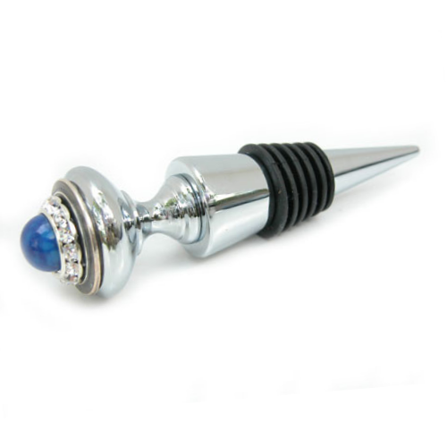 Crystal Bottle Stopper |  Clear and Lapis Blue