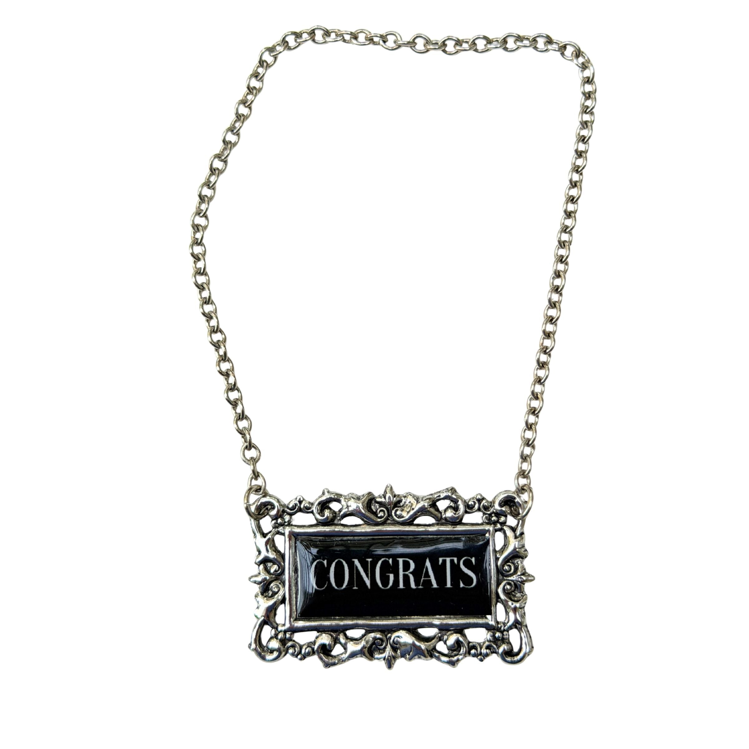 Congrats Decanter Label Marker | Handcrafted Silver