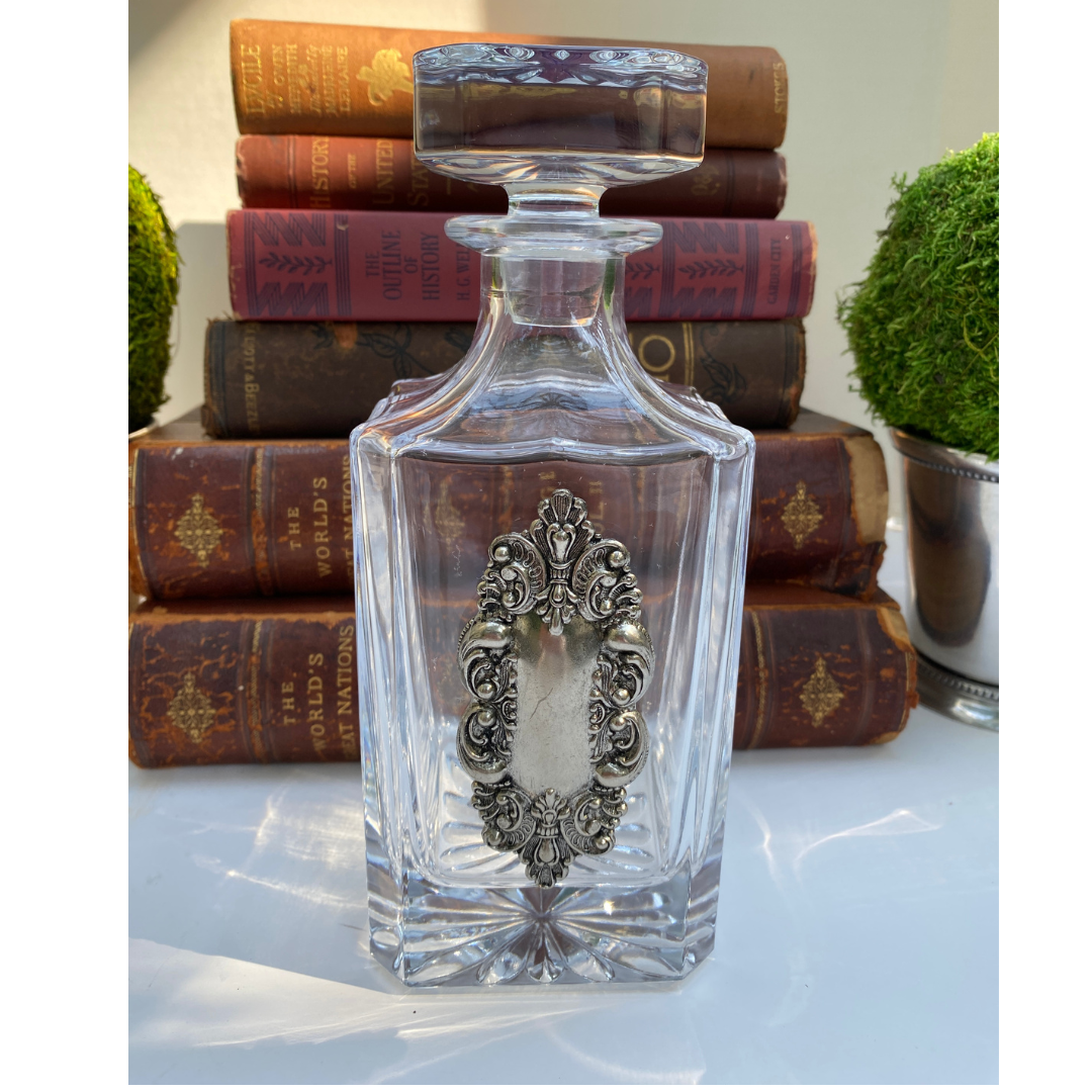 Decanter with Vintage Fancy  Silver Medallion