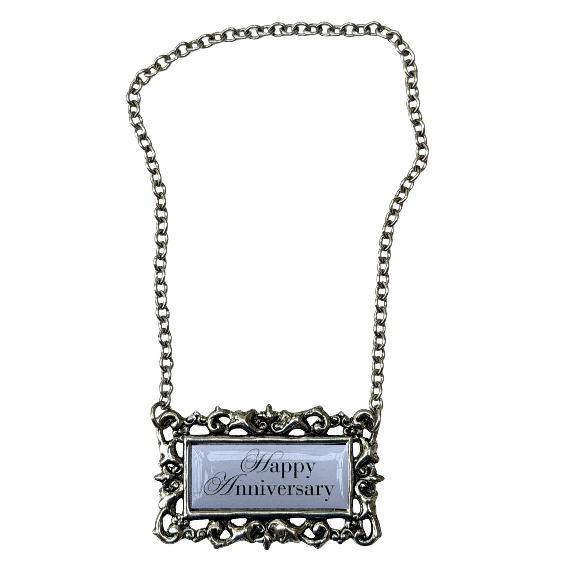 Happy Anniversary Decanter Label Marker | Handcrafted Silver