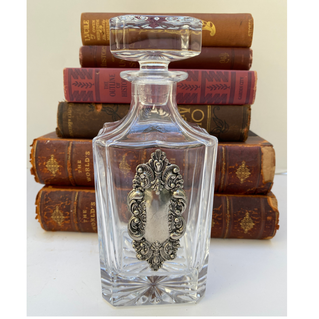 Decanter with Vintage Fancy  Silver Medallion