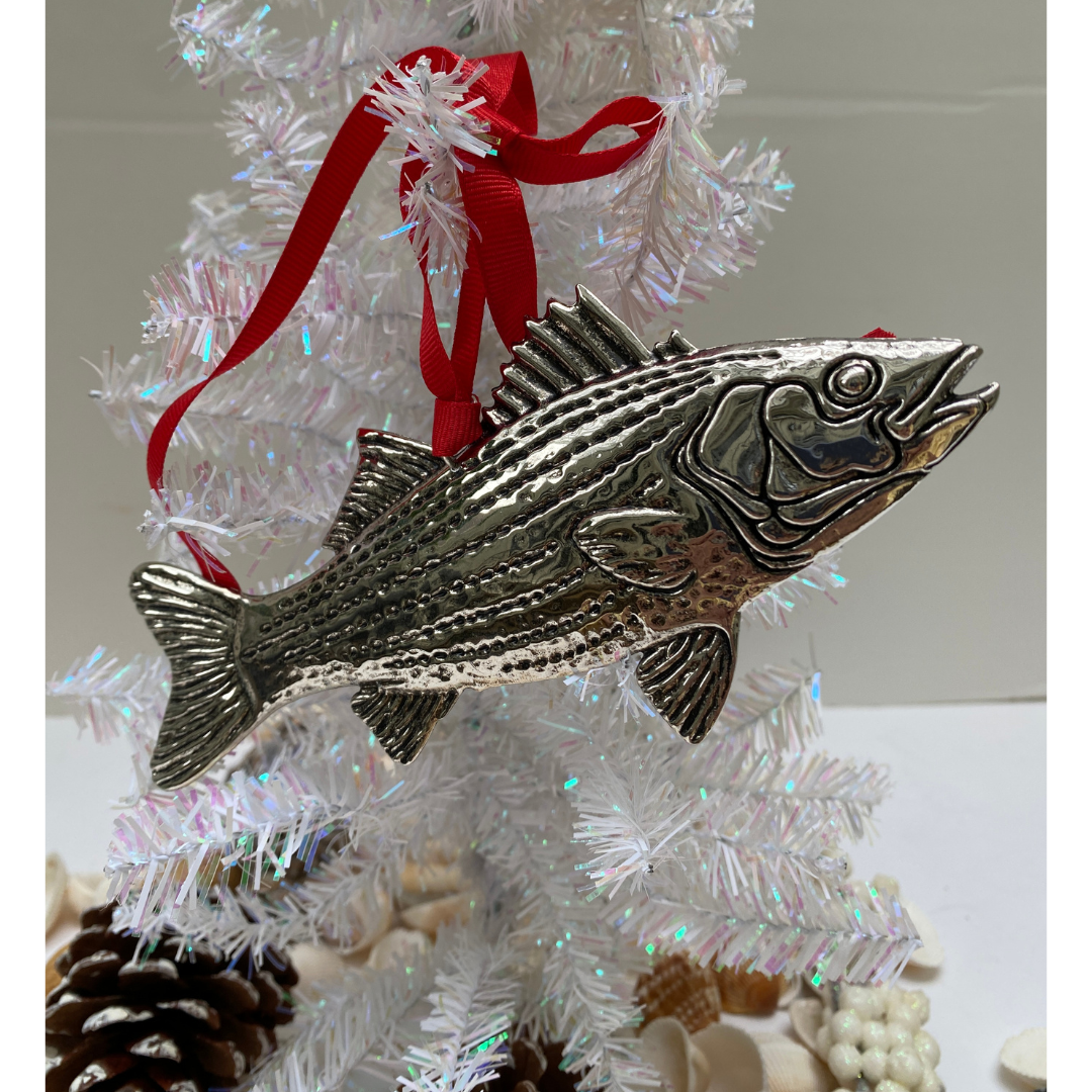 Silver Fish Christmas Ornament, Handmade, Fisherman Christmas Gift