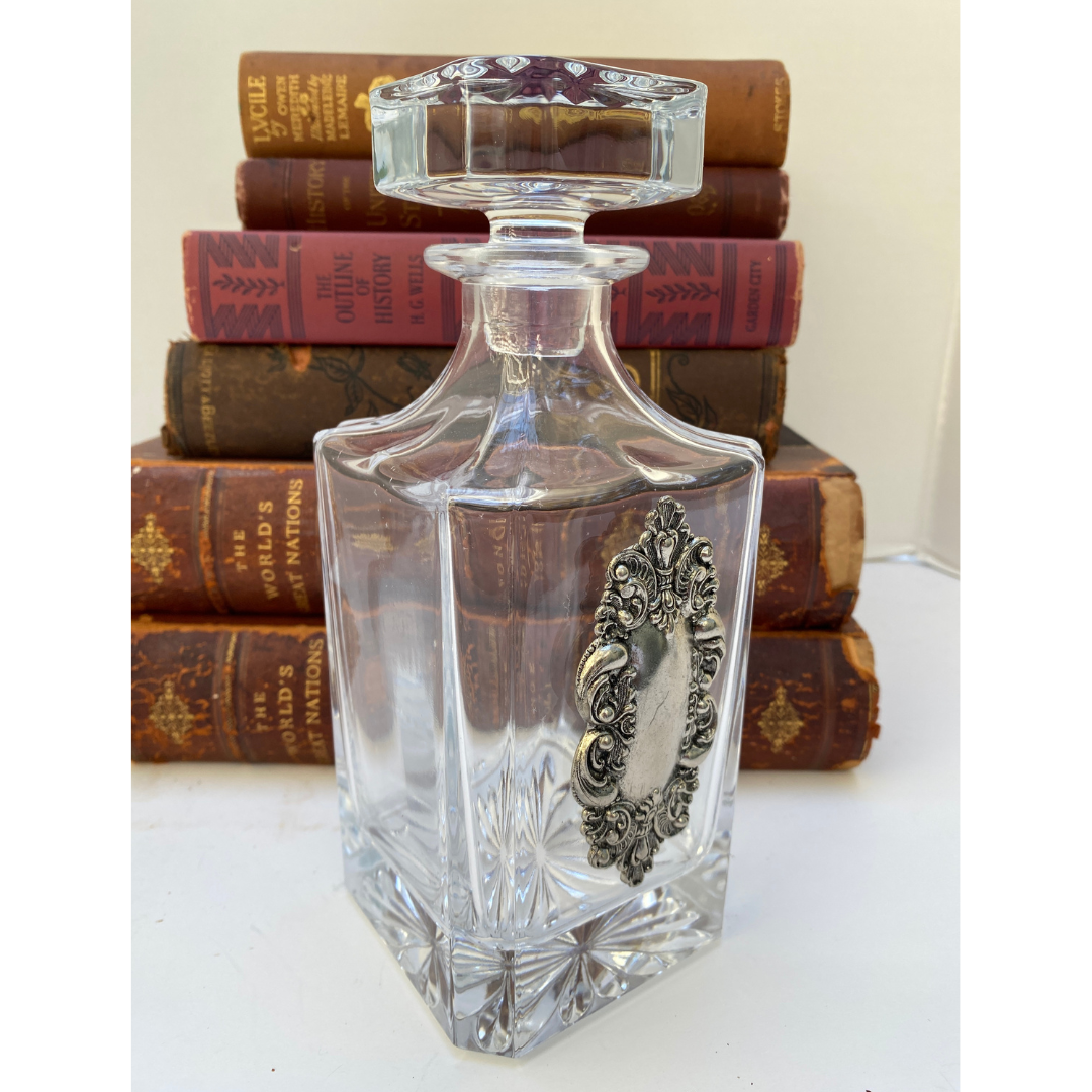 Decanter with Vintage Fancy  Silver Medallion