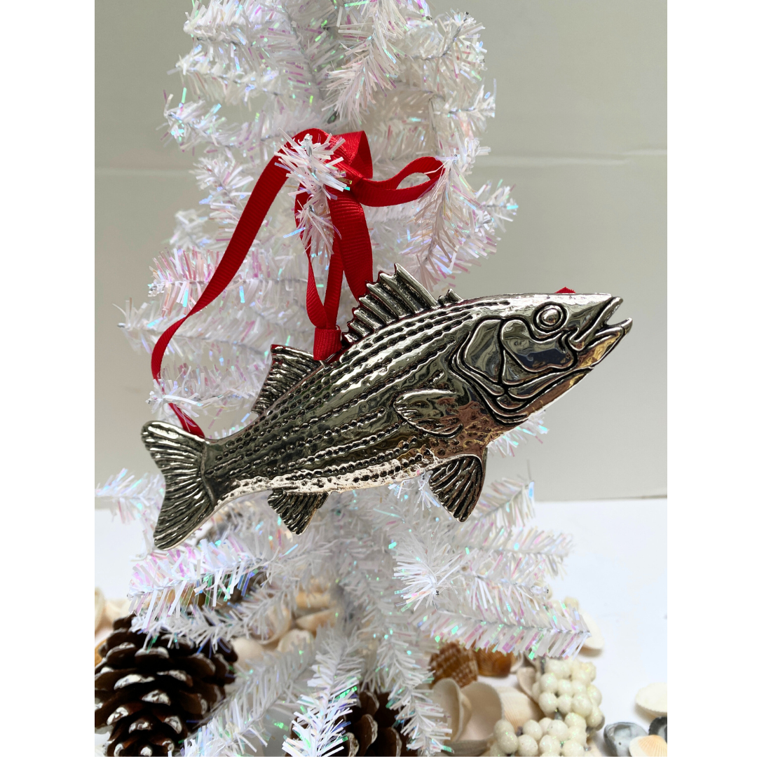 Silver Fish Christmas Ornament, Handmade, Fisherman Christmas Gift