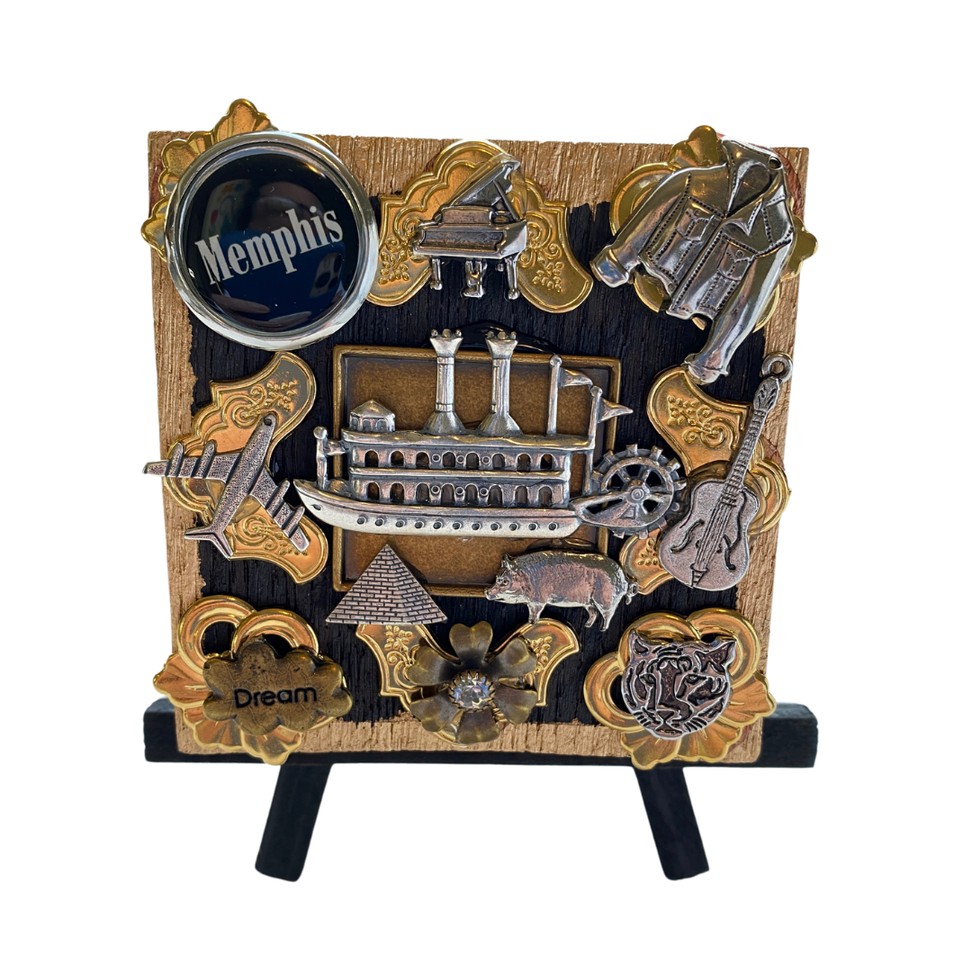 Memphis Wooden Collage Art and Easel