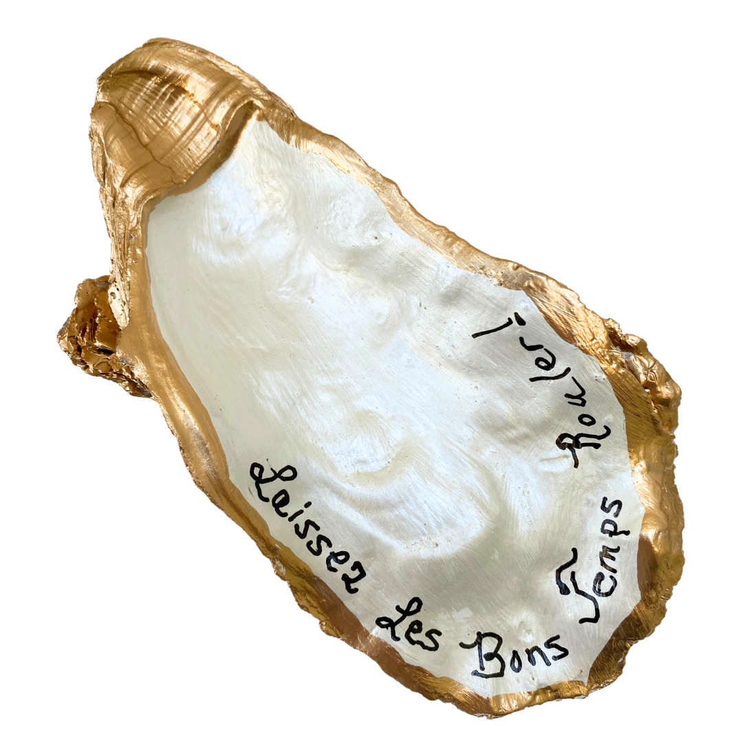 Oyster Shell art with Message in French Let the Good Times Roll
