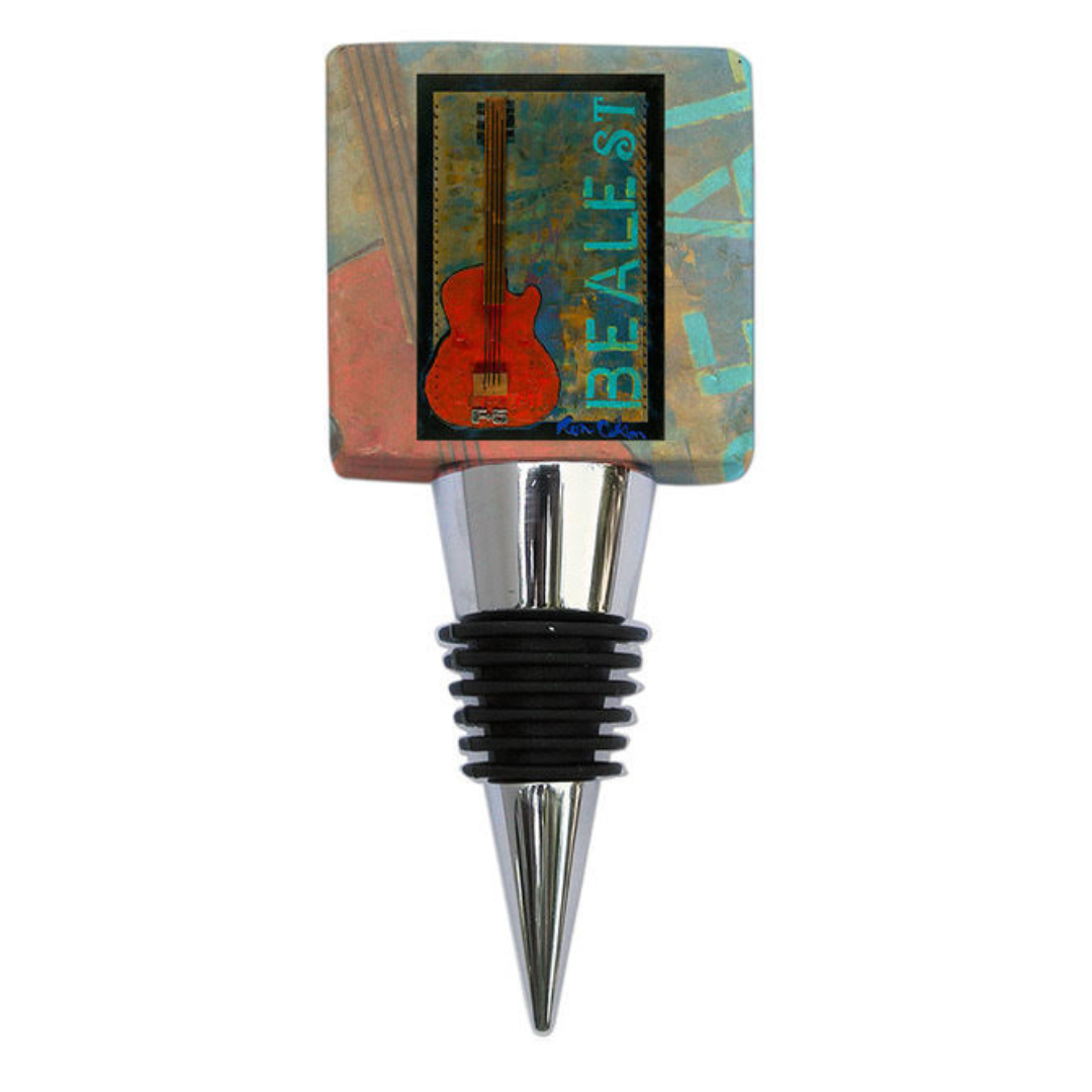 Bottle Stopper, Marble, Ron Olson Beale Street Memphis, Guitar Lover Gift, Memphis Gift