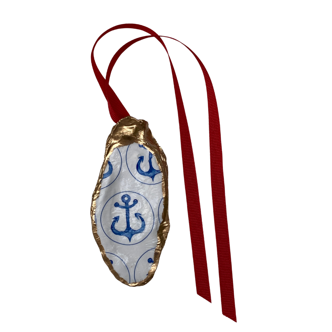 Anchor Christmas Ornament, Oyster Shell Christmas Ornament Decoration